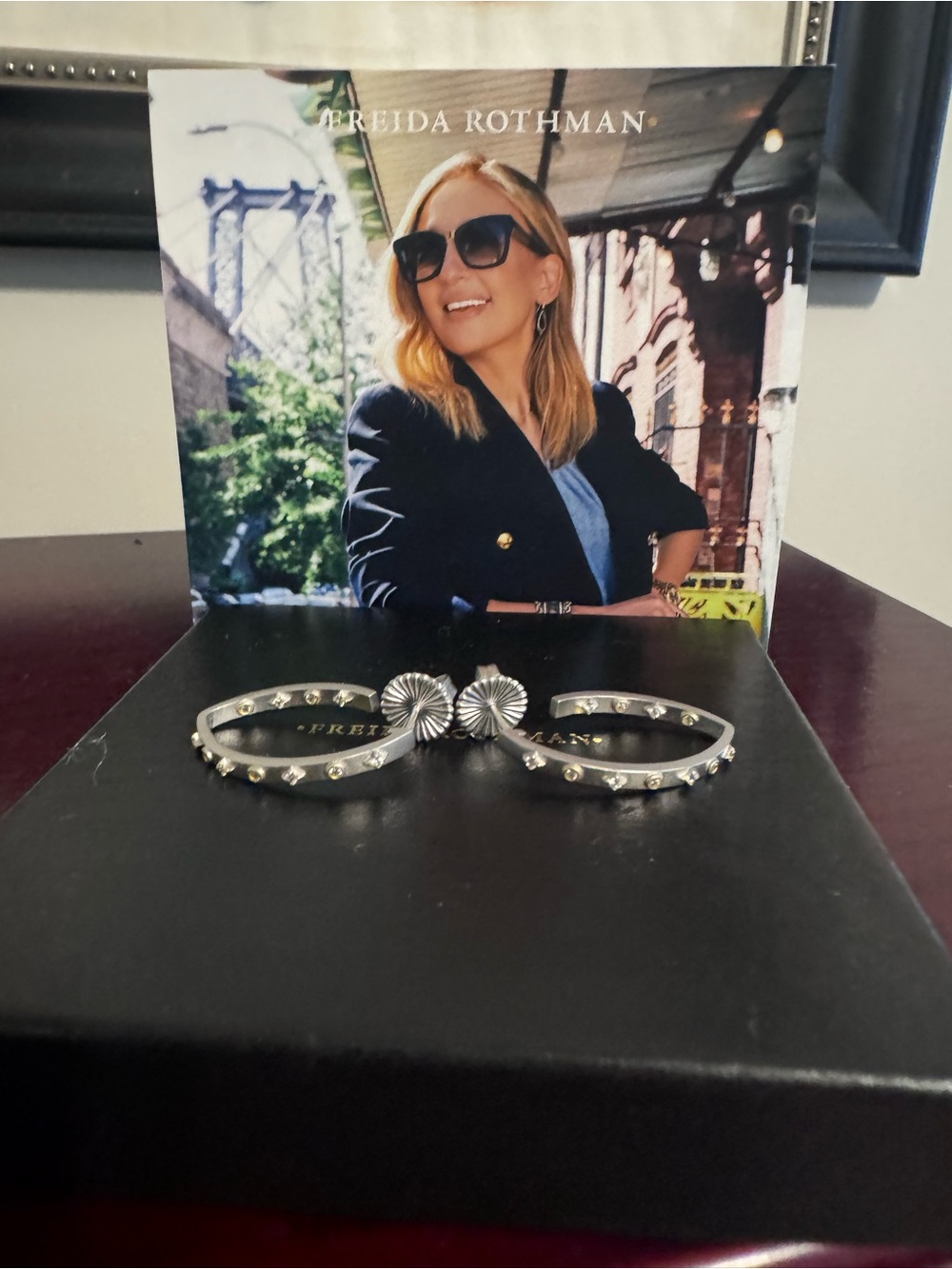 Freida Rothman Silver Floral Studded Hoop Earrings